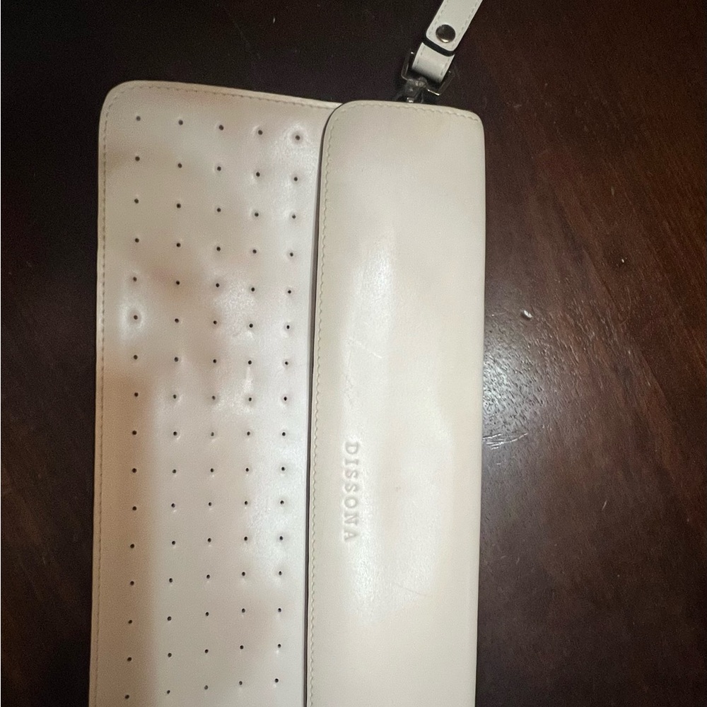 Dissona White Leather Clutch
